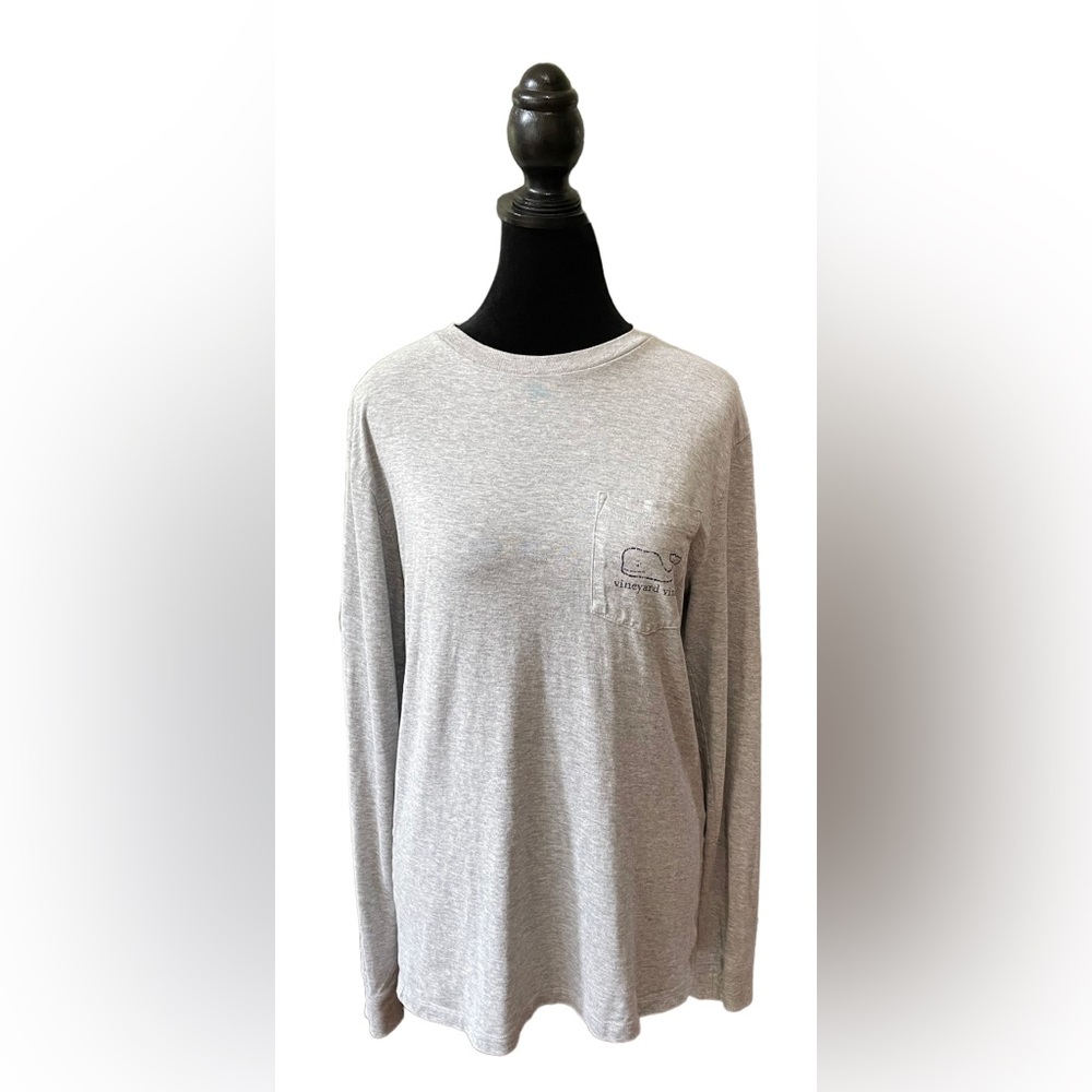 Vineyard Vines: Gray Long Sleeve Shirt with Whale Logo
